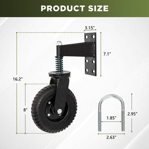 Holzoffer Gate Wheel 8inch with Brake for Metal Tube Gate Wooden Gate 600lb Capacity Spring Shock Absorbing Heavy Duty Casters with Screws and Wrenches