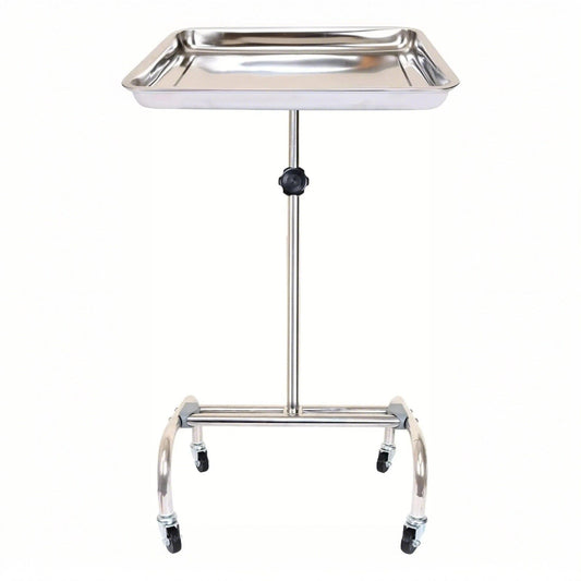 Holzoffer Instrument Stand Salon Tray Medical Tray Beauty Spa Tray Dentist Tray with Wheels,Stainless Steel