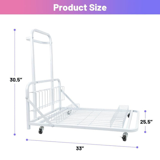 Holzoffer Art Canvas Storage Rack & Frame Keeper, Mobile Cart, Large Floor Model with Casters and Handle, 32" Lx 28" W, White