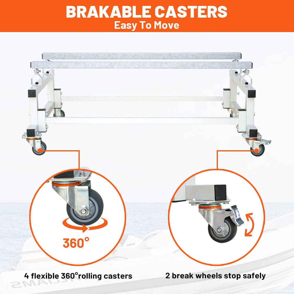 Holzoffer 1000 LBS Capacity Boat Jet Ski Stand Storage Trailer Cart, Adjustable Dock Slipway Cart with 4 Casters & 2 Brakes