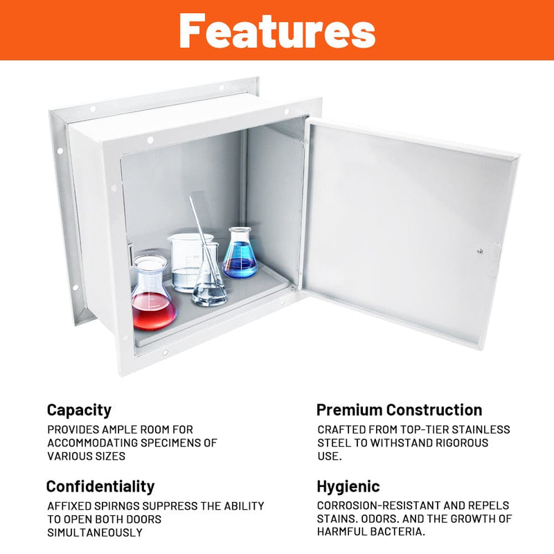 Recessed Specimen Pass-Thru Cabinet, 13.2"L x 6"W x 12.7"H