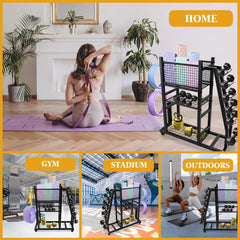 Holzoffer Heavy Duty Workout Storage Organizer with Wheels and Hooks