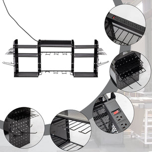 Holzoffer Black Large Tools Organizer Wall Mount Charging Station, 39 Inch Long Power Tool Battery Storage Rack