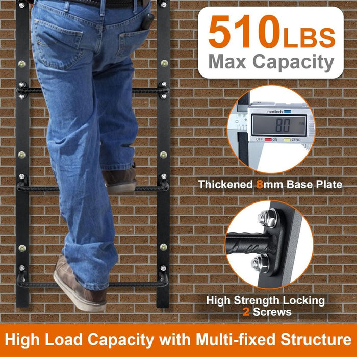56"L 5-Rung Ladder, with Attachable Hook, Wall Mount or Hook On, Black