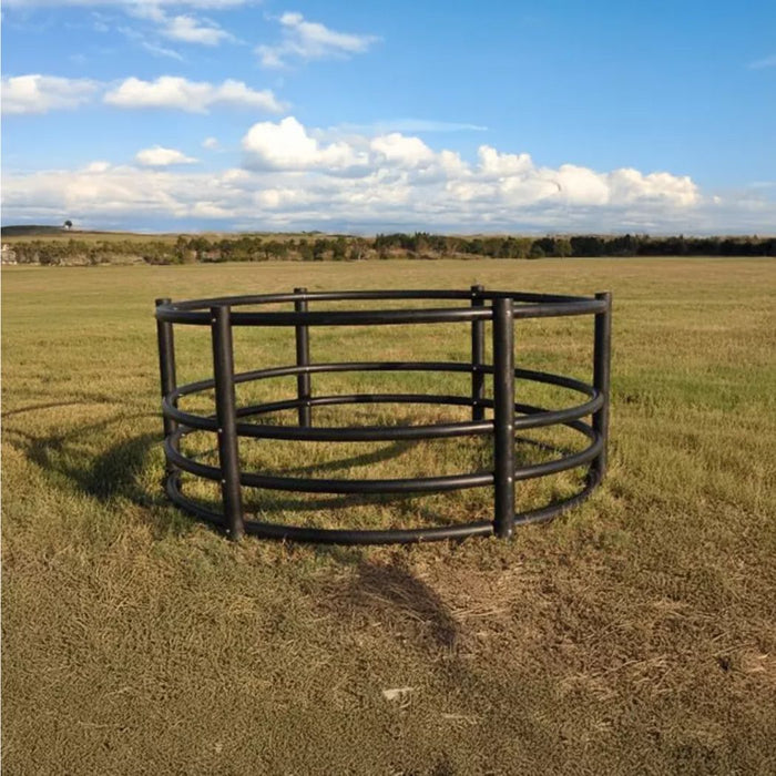 Round Hay Bale Feeder 8ft Dia, 32"-46" Height Adjustable Black Hay Ring