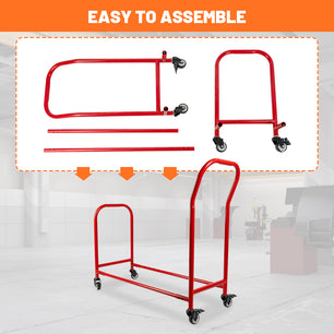 Holzoffer Holzoffer Rolling Tire Rack, 2 in 1 Metal Heavy Duty Tire Holder, 42x36x18inch Tire Storage Rack and Transport Trailer, Mobile Tire Storage Shelf Cart with 4 Wheel for Garage Storage, Red Holzoffer 车库货架