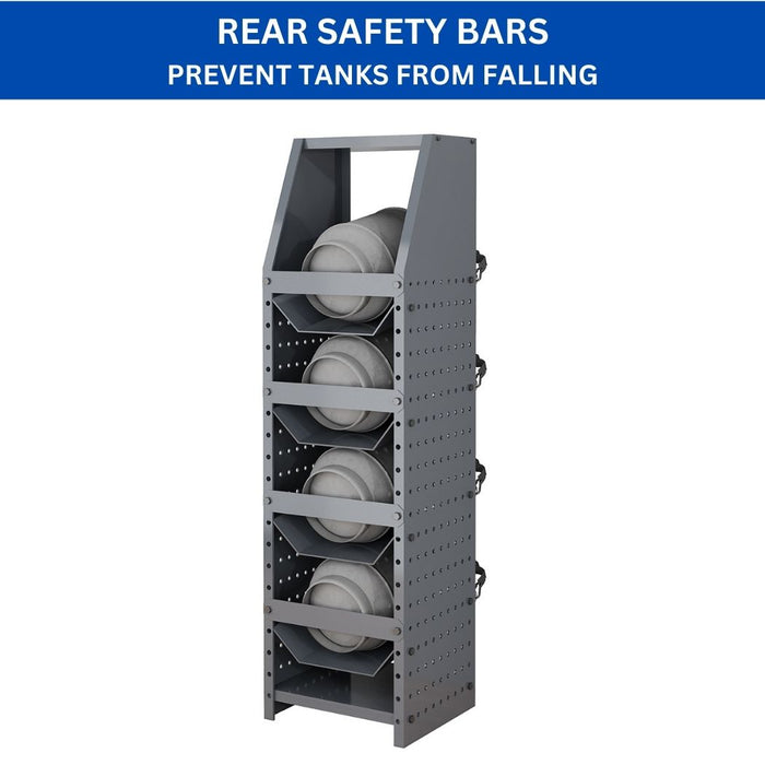 Heavy-Duty Refrigerant Tank Rack, 4 Adjustable Shelves, 15"W x 13"D x 52"H for 25 lb / 30 lb /50 lb Tanks