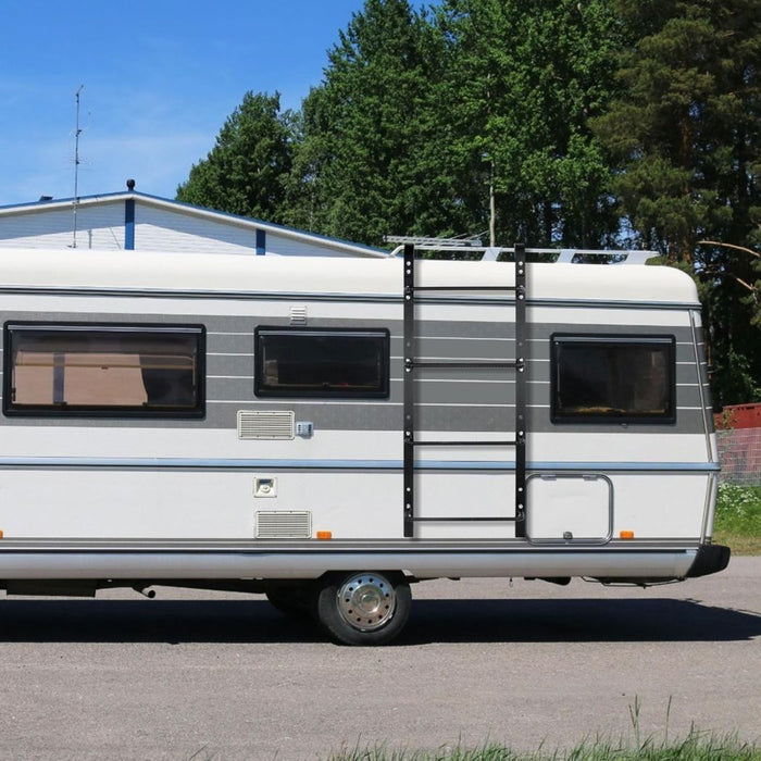 45"L 4-Rung Ladder, with Attachable Hook, Wall Mount or Hook On, Black