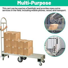 Holzoffer U-Boat Platform Truck Dolly, 60"L x 16"W x 63"H Heavy Duty U- Boat Cart with Thick Steel Deck