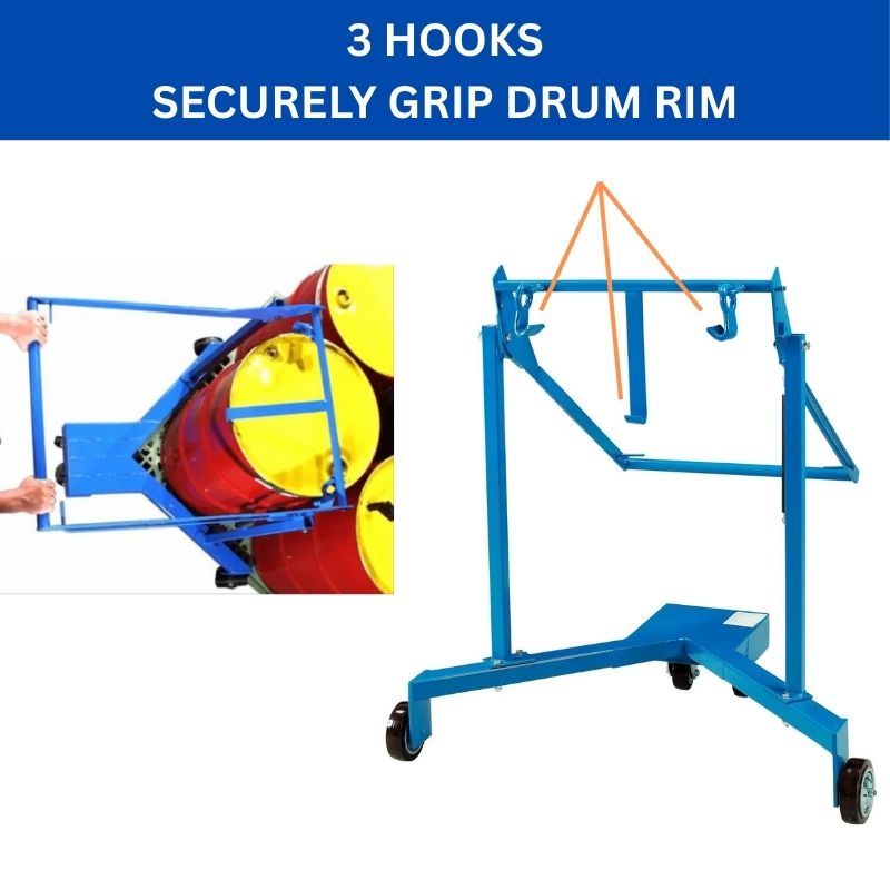 55 Gallon Rimmed Drum Spotter & Drum Palletizer 800 Lbs Capacity, Portable Drum Lifter