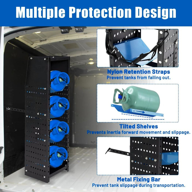 Heavy-Duty Refrigerant Tank Rack, 4 Adjustable Shelves, 13"W x 14.75"D x 52"H