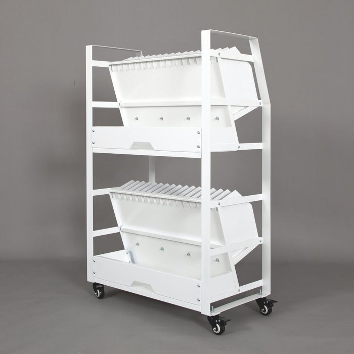 32-Device Open Charging Cart w/ Power Strips, 2 Shelves for Tablet Charging