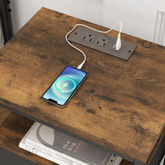 Holzoffer End Table with Storage and Built-In Outlets For Bedside Table