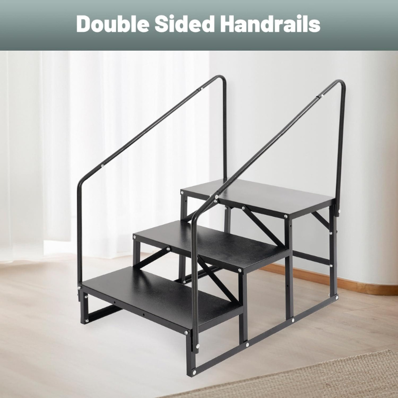 RV Steps with Handrail, 3 Steps Stair, 660 Lb. Capacity