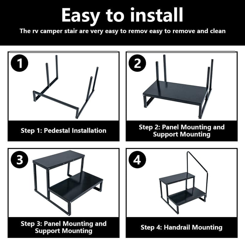 2 Step Stairs w/ Handrail, 300 Lb. Capacity