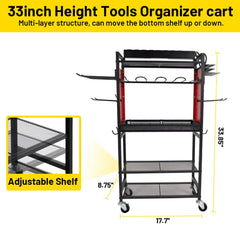 Holzoffer Power Tool Organizer Cart with Charging Station, Garage Floor Rolling Storage Cart on 4 Wheels for Mechanic