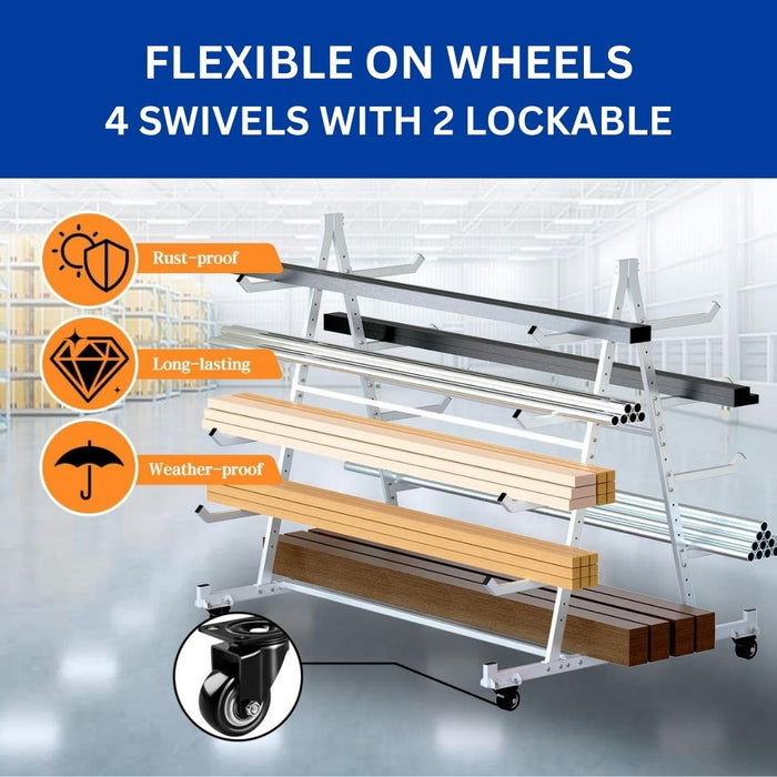 Horizontal Bar and Pipe Truck, 1000 lbs Load Capacity, 56"L x 44"W x 52"H