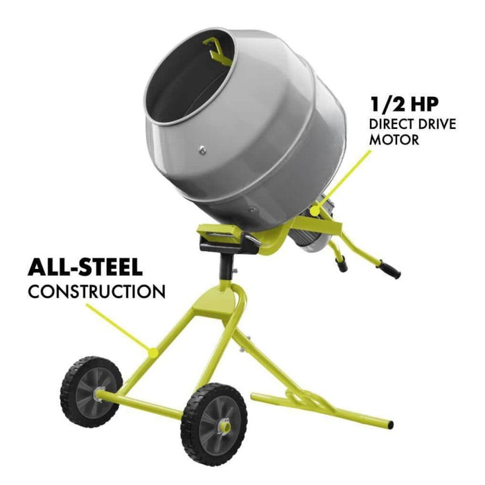 5 Cu.Ft. Power Concrete Mixer, Portable Electric Steel Drum Cement Mixer