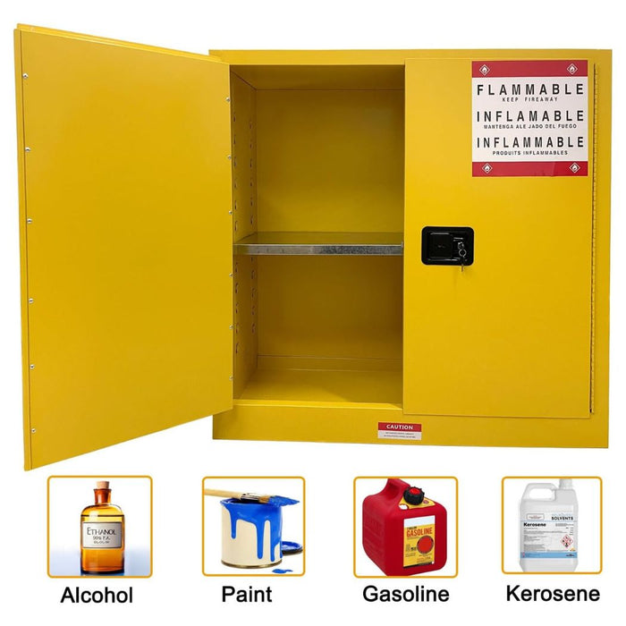 Steel Flammable Cabinet w/ Double Lock 43"W x 18"D x 44"H, 30 Gallon