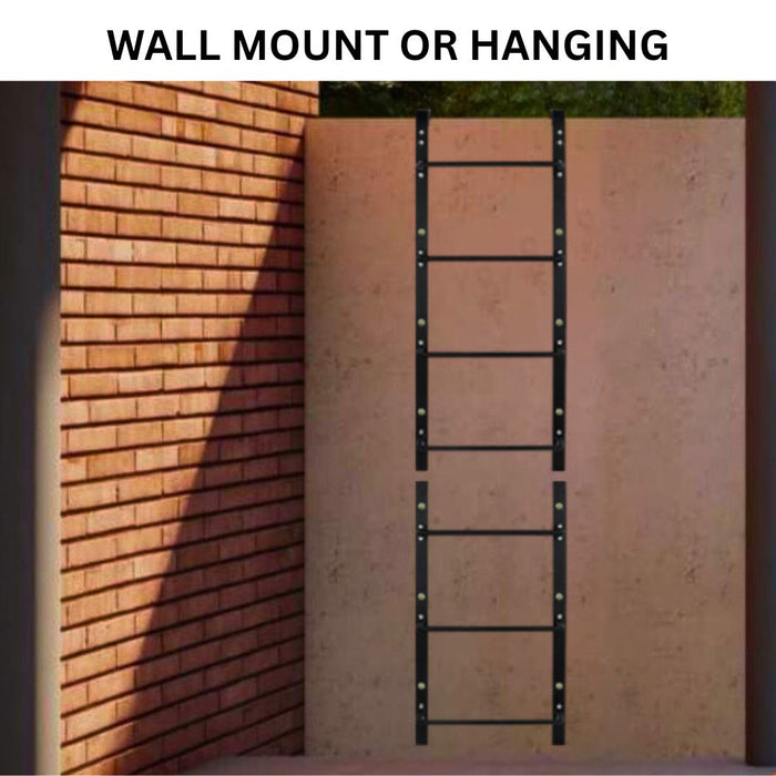 56"L 5-Rung Ladder, with Attachable Hook, Wall Mount or Hook On, Black