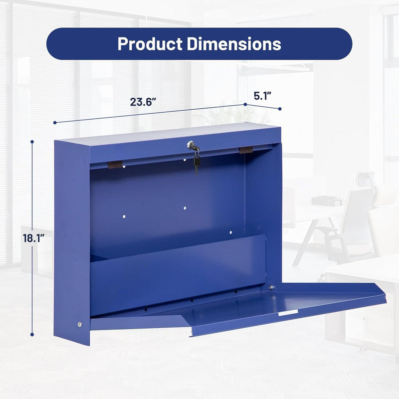 Wall Mounted Fold Down Shop Desk 23.6"W x 5.1"D x 18.1"H
