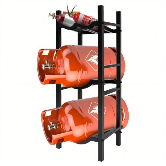 Holzoffer Refrigerant Cylinder Storage Rack with 2 x 30lb and 2 Small Bottle Tanks, Heavy Duty Stable Refrigerant Tank Rack