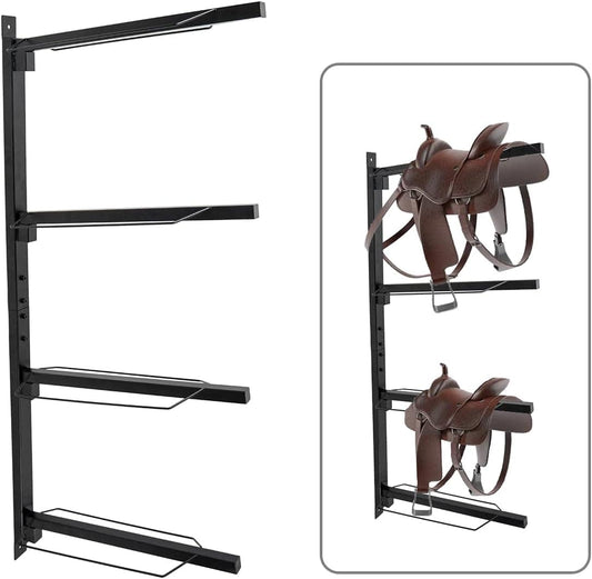 Horse Saddle Storage Rack Stand Wall Mount Equestrian 4-Tier Heavy Duty for English and Western Saddles