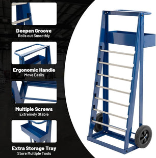 Holzoffer Transportable Multiple Axle Cable Caddy, Multi-Spool Wire Rack Dispenser with 7 Rods