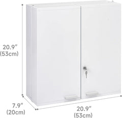 Holzoffer Lockable Metal Storage Cabinets - Large Capacity Bathroom Wall Cabinet with 11 Shelves - Medicine Cabinet with Lock for Storing Medicines and Medical Supplies