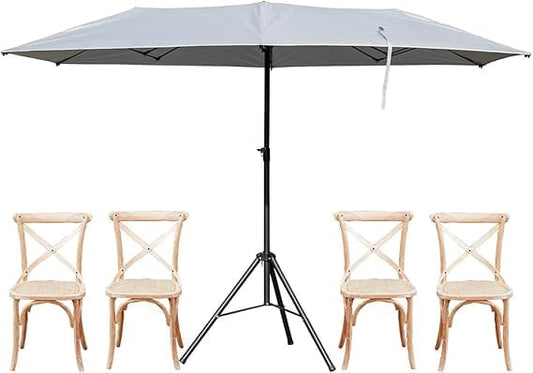 Holzoffer 130 IN Rectangle Umbrella Outdoor Market Extra Large Umbrella with Crank