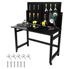 Holzoffer 120 Pounds Heavy-Duty Wall Mounted Workbench with Pegboard,Multi Purpose,Work Benches for Garage,Utility Room,Warehouse