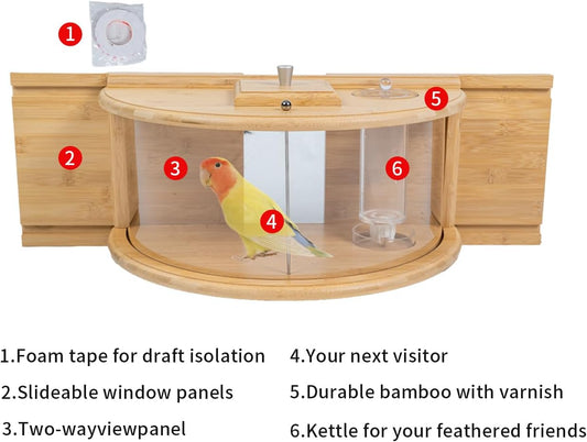 Holzoffer Window Bird Feeder Inside House with Kettle, 180° Panoramic Clear View of Birds