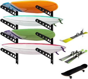 Wall Mount Surfboard/Snowboard/Skateboard Adjustable Storage Rack 4 Level Store