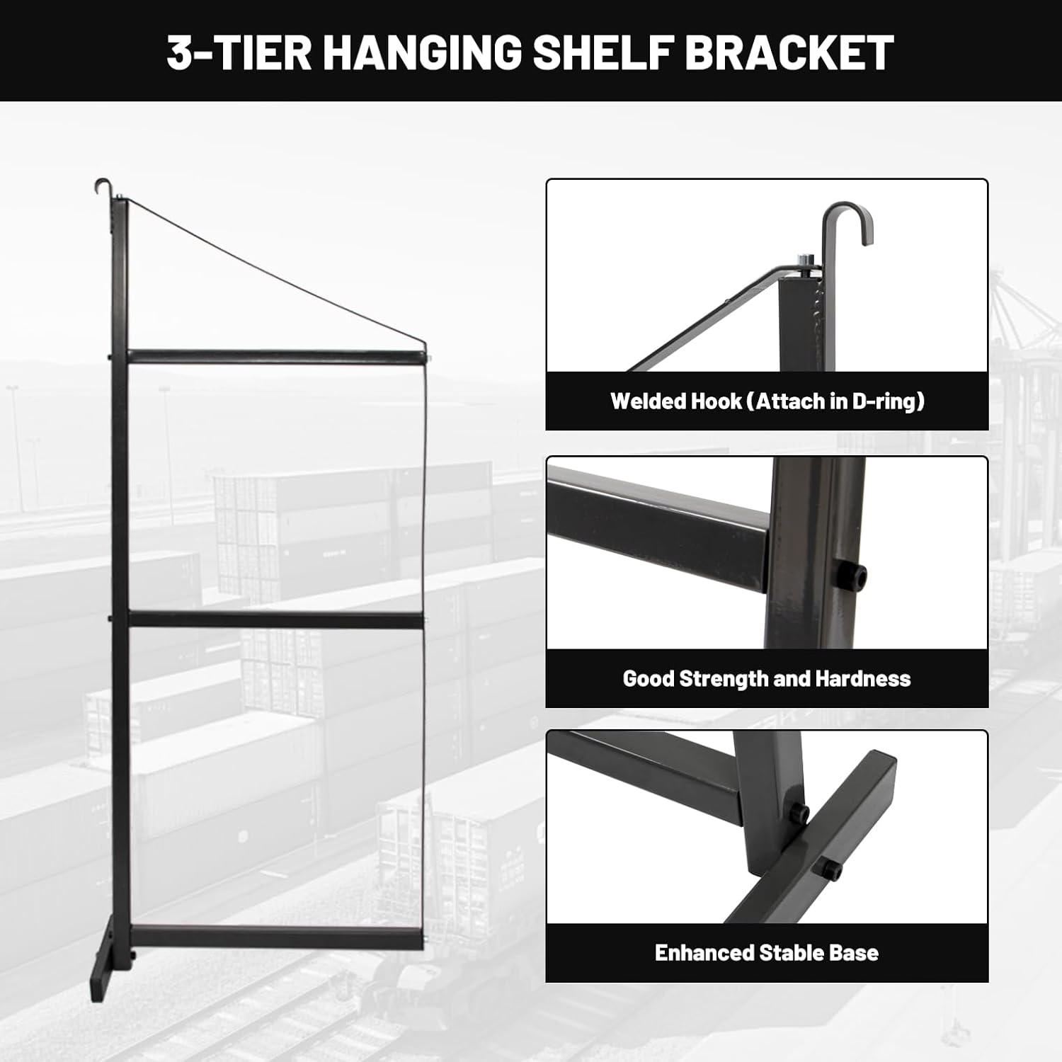 3 Tier Shipping Container Shelving Storage Bracket - Adjustable Universal for Shipping Container Hang