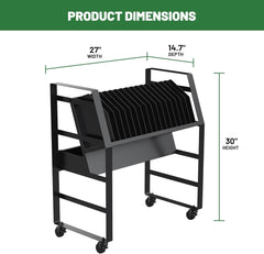 Holzoffer 16 Devices Mobile Open Charging Cart 27"Wx 14.7"D x 30"H