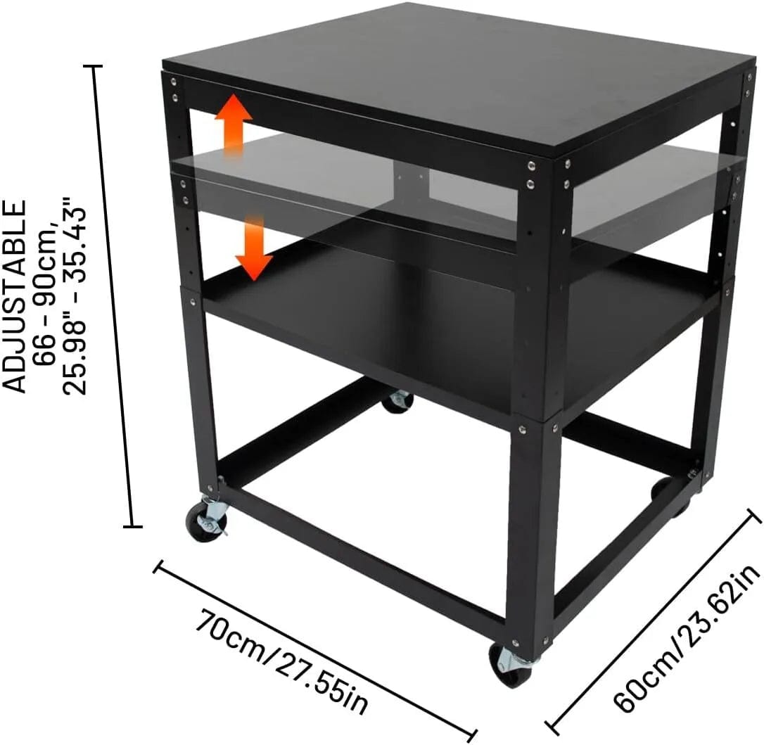 Holzoffer  Planing Machine Stand, 110LBS Capacity Thickness Planer Table with Four Swivel Wheels, 3-Gear Height Adjustable, 2-Tier Storage Space Utility Workbench Cart for Planers, Saws, Bench-top Machines