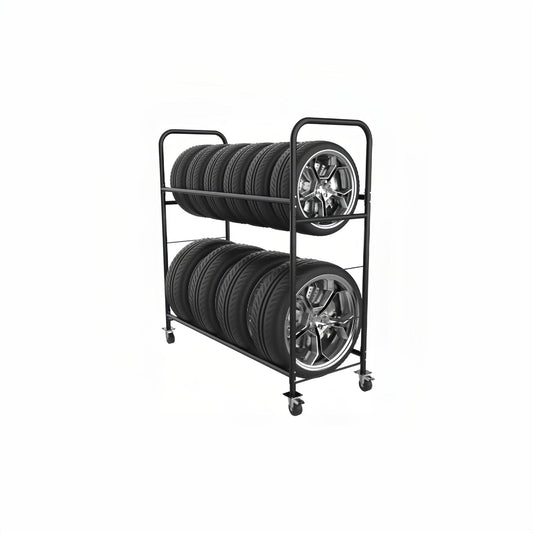 Holzoffer Tire Storage Rack with Protective Cover - Adjustable Metal Tire Rack for Indoor/Outdoor Use - 59" H x 59" W x 21" D (60in)