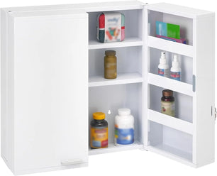 Holzoffer Lockable Metal Storage Cabinets - Large Capacity Bathroom Wall Cabinet with 11 Shelves - Medicine Cabinet with Lock for Storing Medicines and Medical Supplies