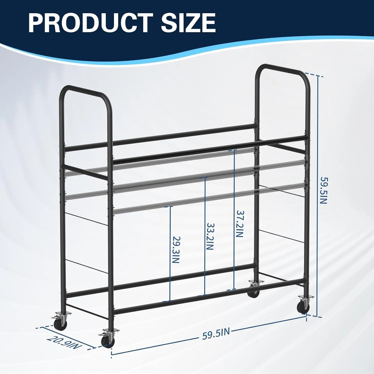 Holzoffer Tire Storage Rack with Protective Cover - Adjustable Metal Tire Rack for Indoor/Outdoor Use - 59" H x 59" W x 21" D (60in)