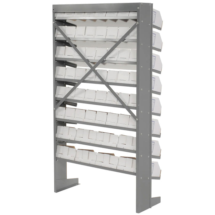 Floor Bin Storage Rack - 56 Corrugated White Bins No Print