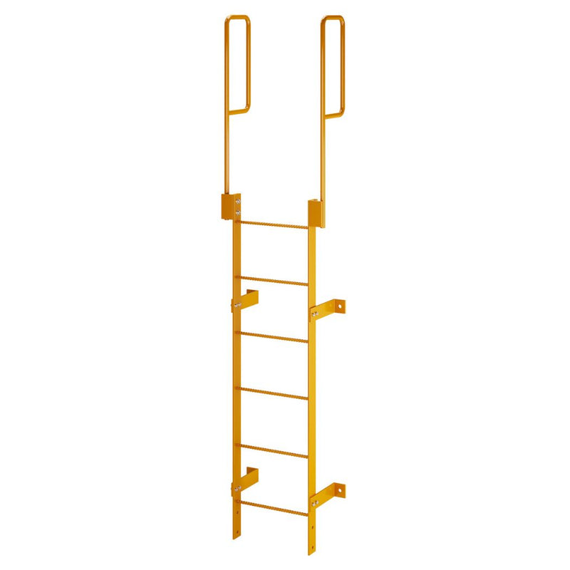 6 Step Steel Roof Access Ladder 5'H, Wall Mount, Yellow