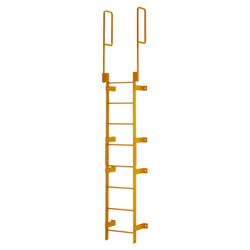 8 Step Steel Roof Access Ladder 7'H, Wall Mount, Yellow