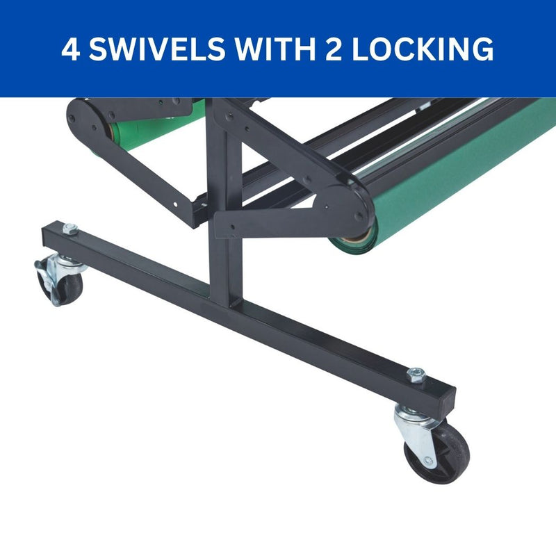 8 Rolls Horizontal Paper Rack with Cutter & Casters, For Use with 36"W Rolls, 8 Deck Paper Roll Dispenser