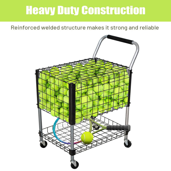 Tennis Teaching Cart w/ Wheels and Handle, 21"Lx 18"W x 25"H