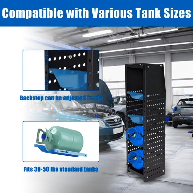 Heavy-Duty Refrigerant Tank Rack, 4 Adjustable Shelves, 13"W x 14.75"D x 52"H