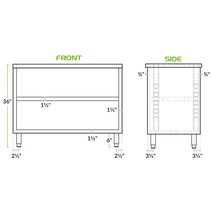 48" x 24" Stainless Steel Prep Table, 2 Shelf Enclosure