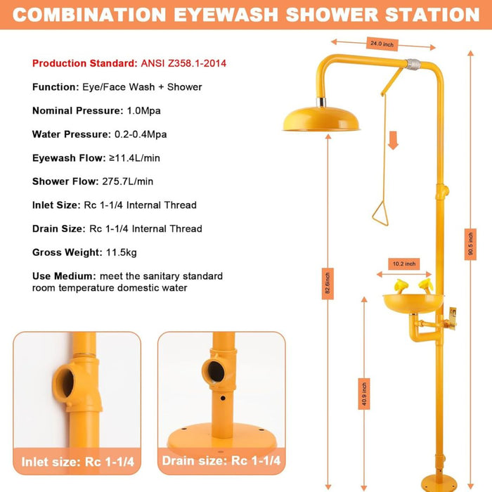 Floor Mount Eye Wash and Shower Station