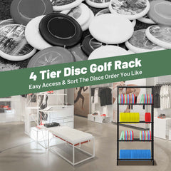 Holzoffer 4-Tier Disc Golf Storage Rack Holder, Steel Heavy Duty Disc Golf Shelves Organizer