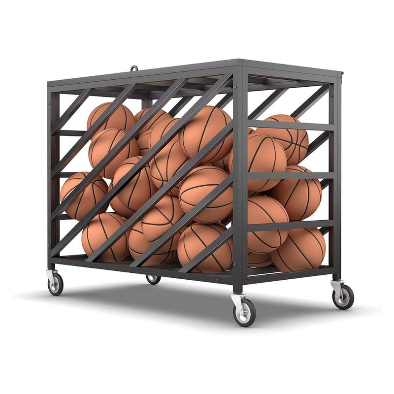 Heavy Duty Basketball Cart, Mobile Ball Storage Cart for Volleyball