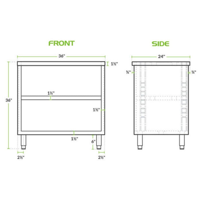 36" x 24" Stainless Steel Prep Table, 2 Shelf Enclosure